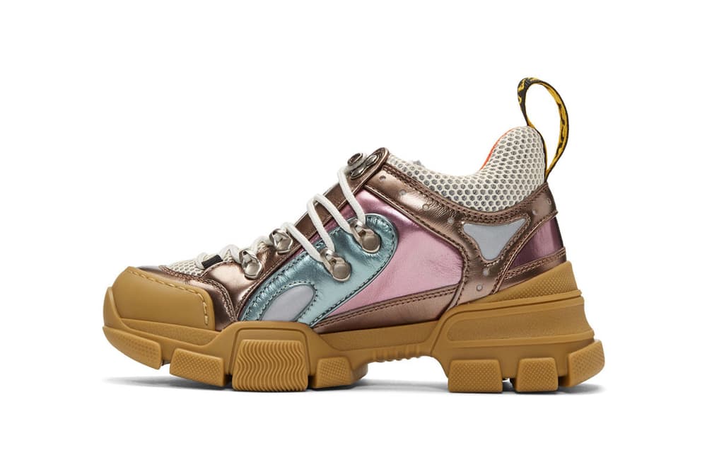Gucci Flashtrek Trainer Metallic Leather Blue Purple
