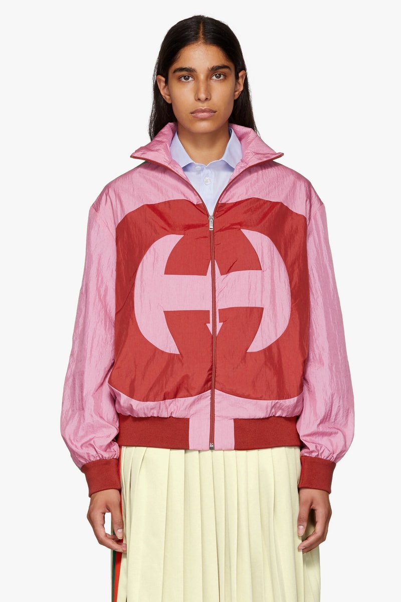 Gucci Pink GG Logo Retro Track Jacket SSENSE Monogram Pink Red