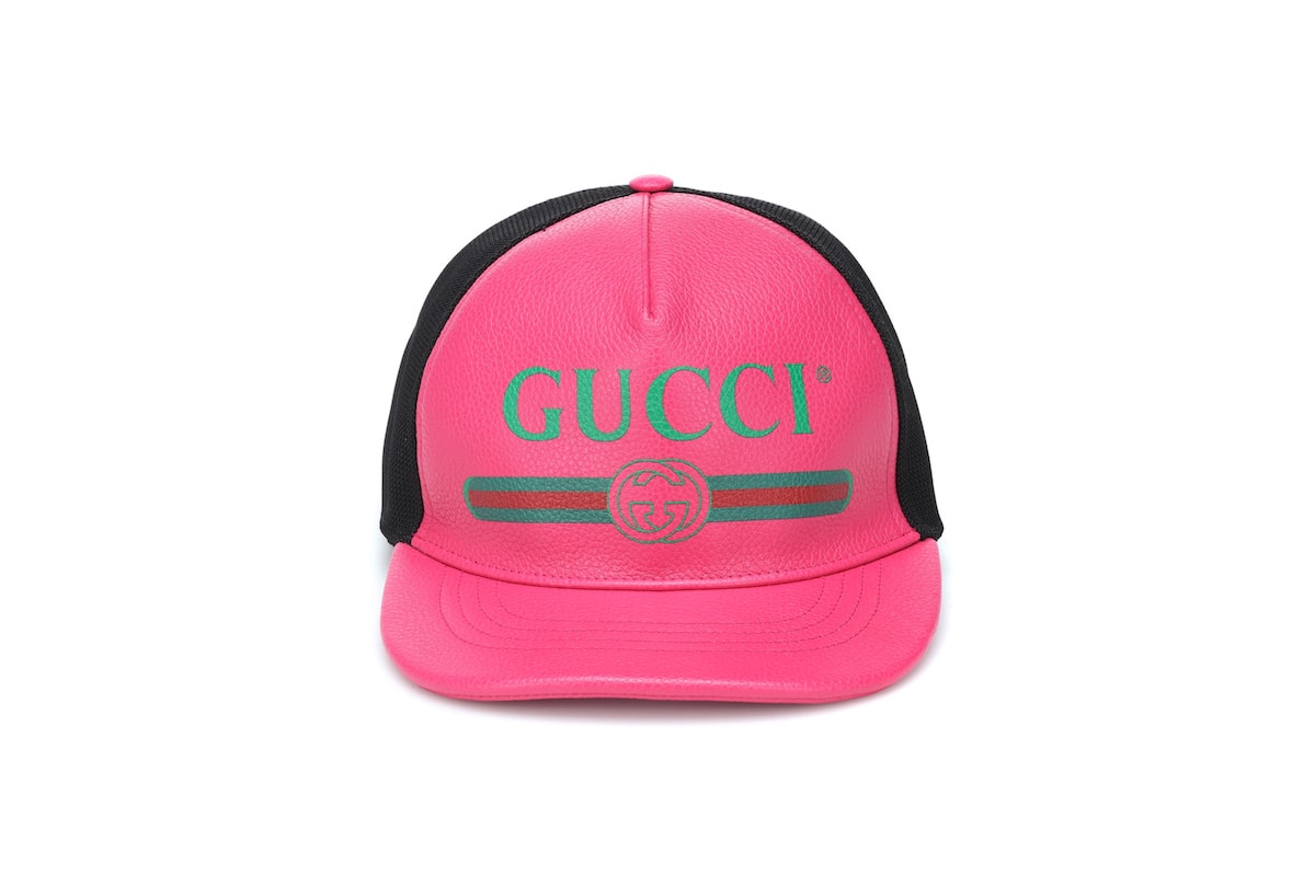 Gucci Pink Vintage Logo Leather Cap Strap Accessory Hat Alessandro Michele
