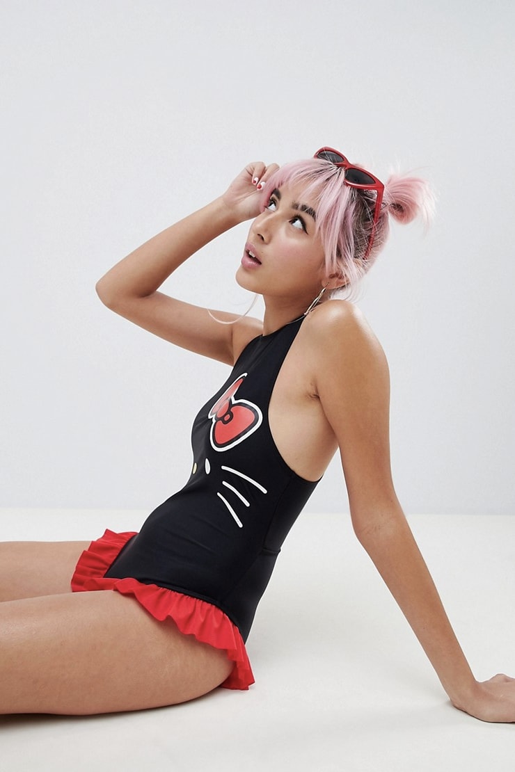 Hello Kitty Sanrio ASOS Adult Character Swimsuit Frills One Piece Bathing Suit