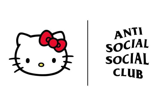 Ministériels partagés Anti Social Club social X Hello Kitty rose à capuche taille XS S M L XL XXL 