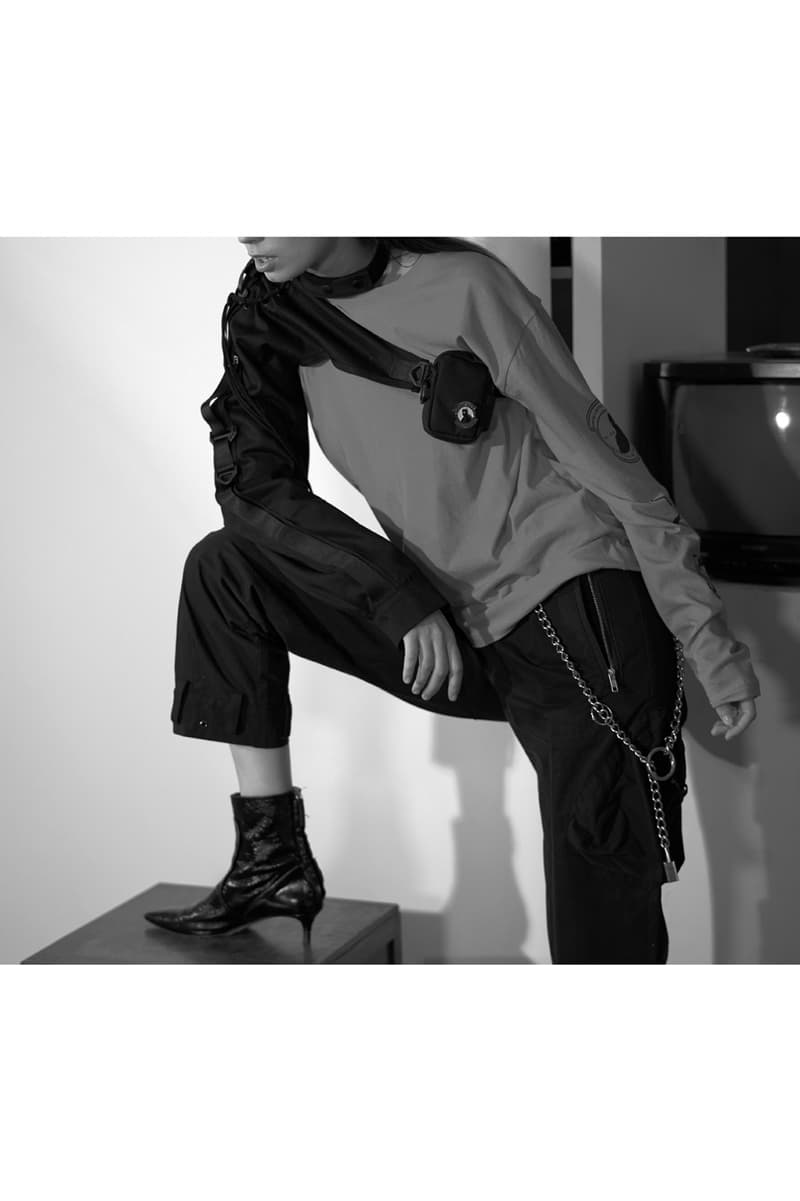 HBX Hyein Seo Fall/Winter 2018 Editorial Track Top Green Protective Sleeve Black