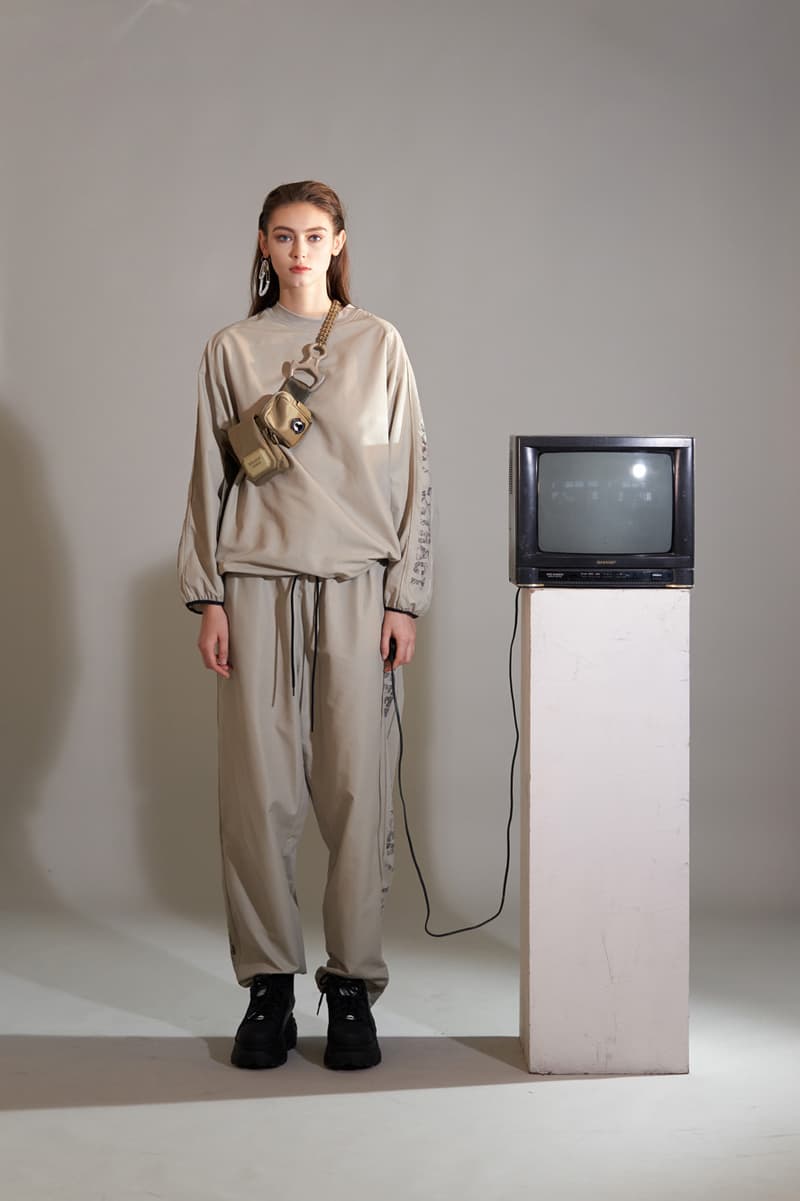 HBX Hyein Seo Fall/Winter 2018 Editorial Track Top Pants Cross Bag Tan
