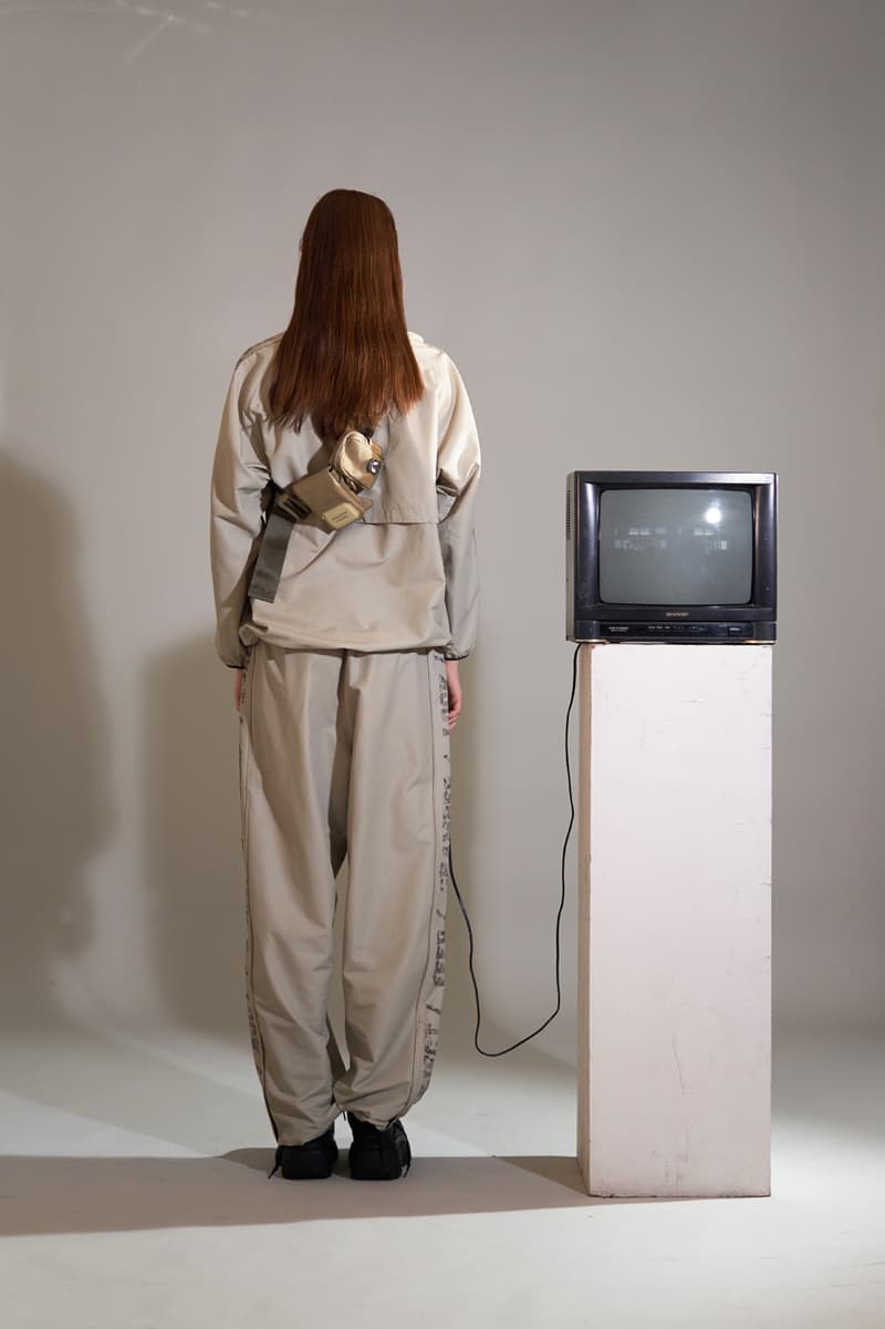 HBX Hyein Seo Fall/Winter 2018 Editorial Track Top Pants Cross Bag Tan