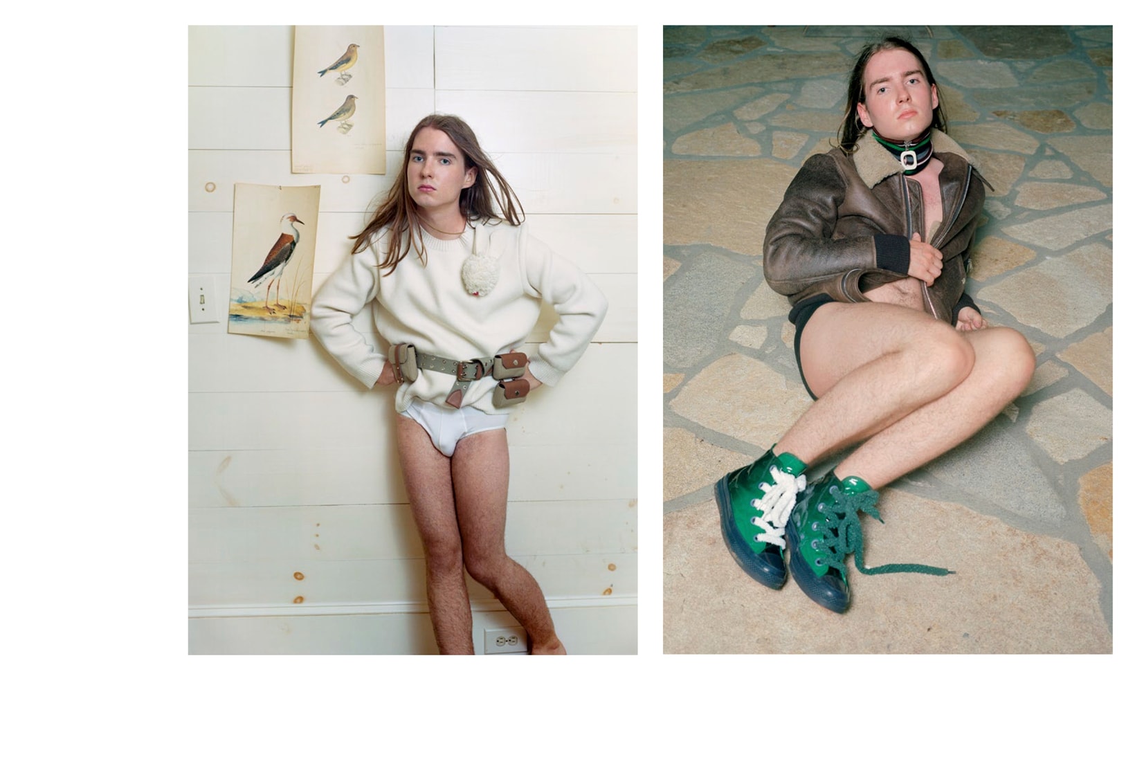 JW Anderson Fall/Winter 2018 Campaign Simons Finnerty Shirt Underwear White Converse Green