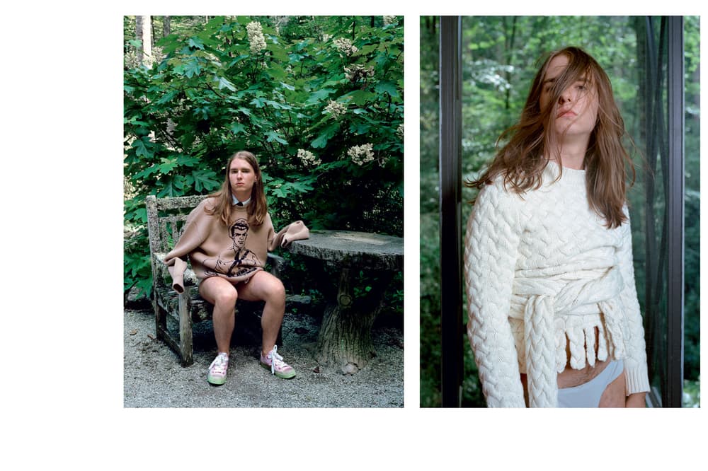 JW Anderson Fall/Winter 2018 Campaign Simons Finnerty Shirt White Sweater Tan