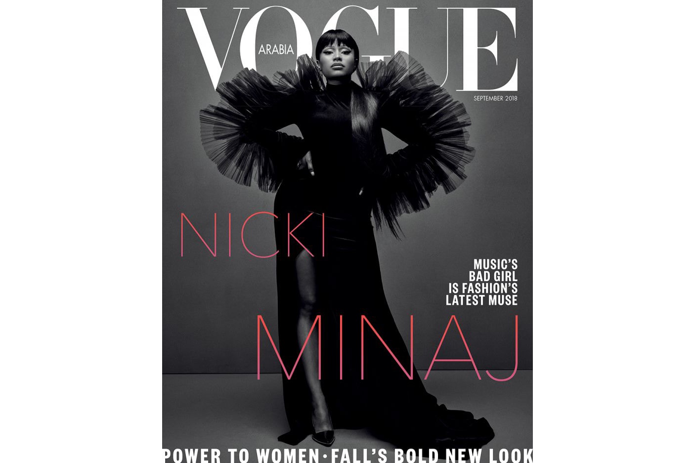 Nicki Minaj Vogue Arabia September 2018 Issue Cover Christian Siriano Dress Black