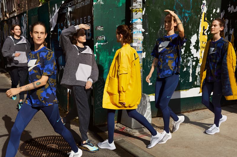 Nike Sport Pack Jane Moseley Editorial Jacket Yellow Block Logo T-shirt Camouflage Blue Grey EXP-X14 White Black