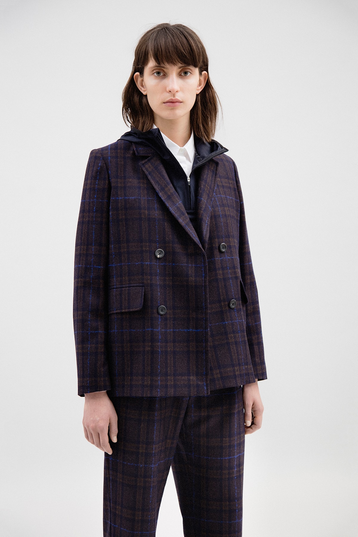 Norse Projects Fall/Winter 2018 Collection Lookbook Gerta Disana Checked Wool Jacket Purple Black