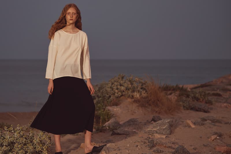 OAK + FORT Fall/Winter 2018 Collection Lookbook Top White Skirt Black