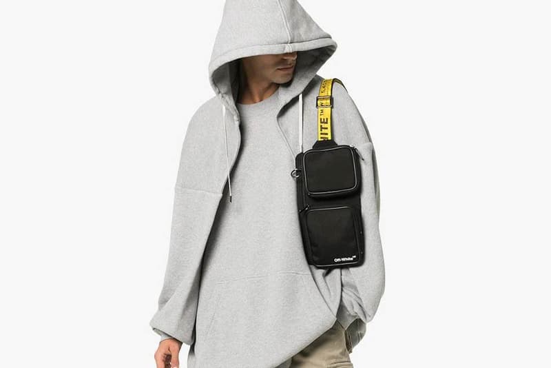 Off White Cordura Crossbody Bag Black Yellow