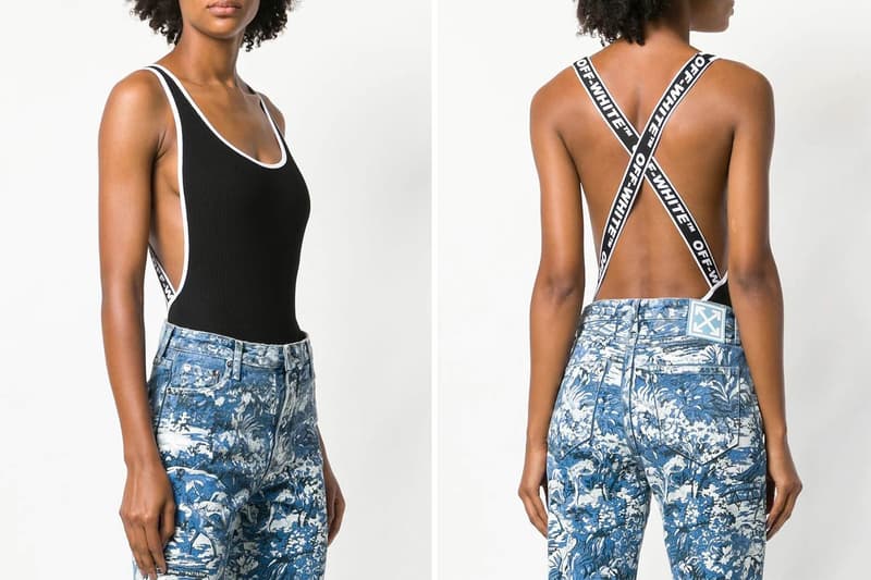 Off White Crisscross Back Bodysuit Logo Black