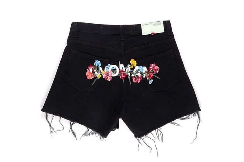 Off-White Embroidered Denim Shorts Black