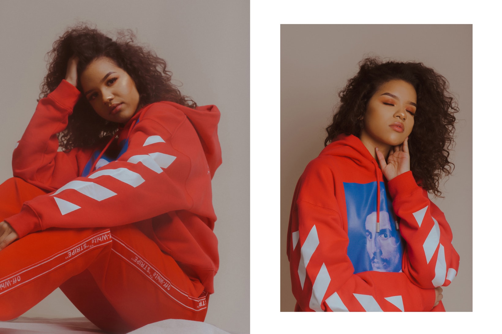 Off-White Fall/Winter 2018 Collection Editorial Diag Bernini Over Hoodie Red