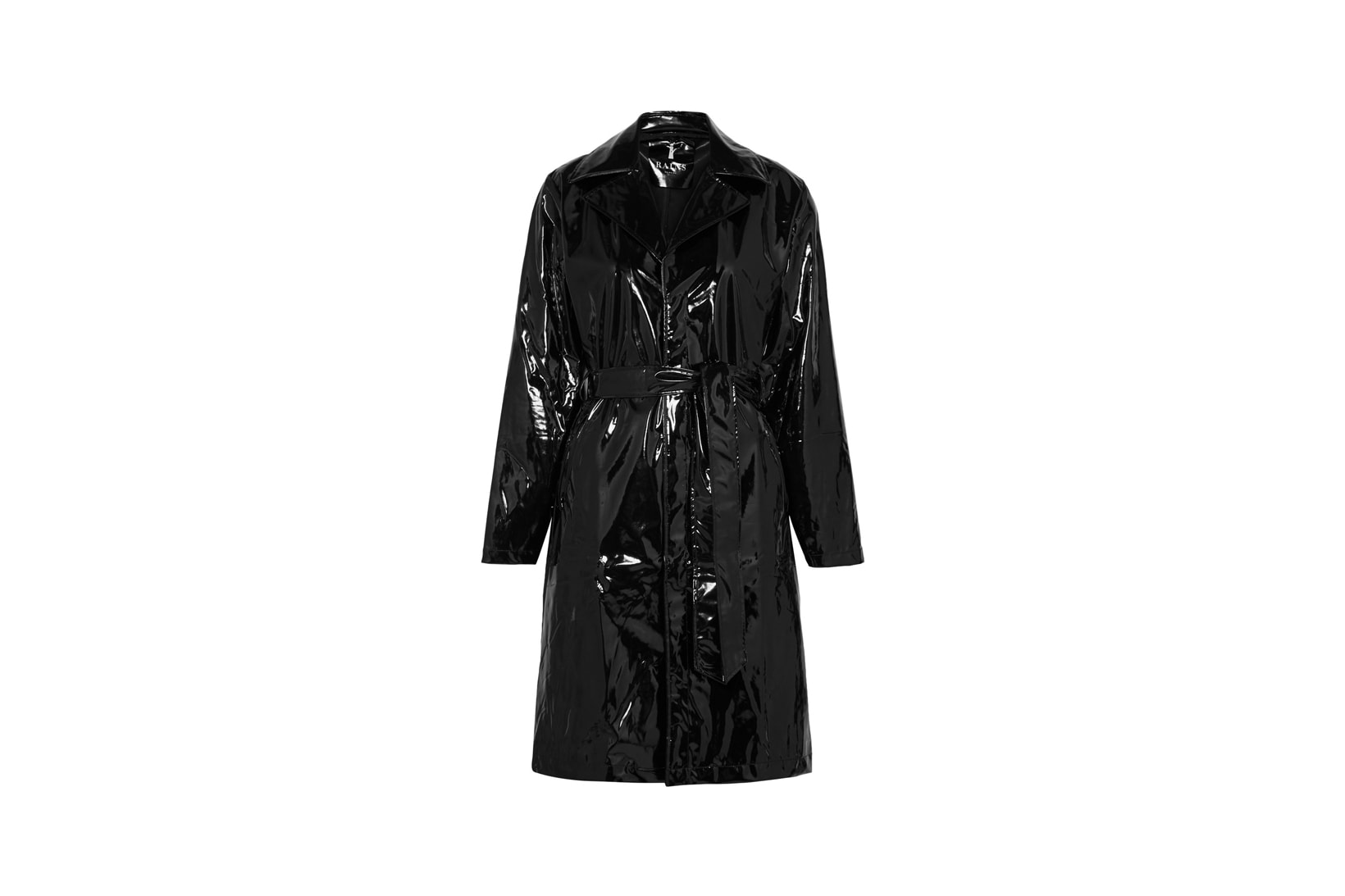 Rains x Net-a-Porter Capsule Collection Glossed-PU Trench Coat Black