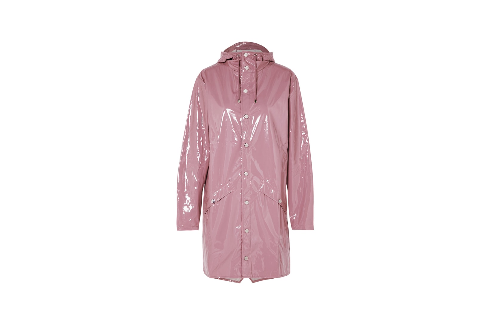 Rains x Net-a-Porter Capsule Collection Hooded Glossed PU Raincoat Rose
