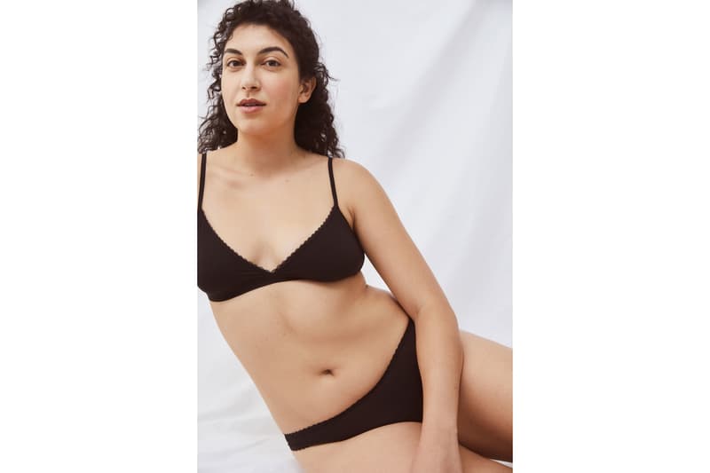 Reformation Lingerie Collection Kass Bralette Karen Thong Black