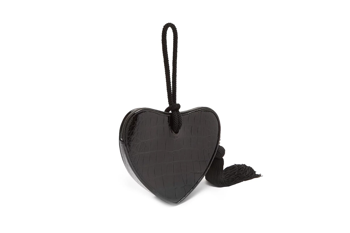 Saint Laurent YSL Yves Saint Laurent Heart Clutch Black Leather