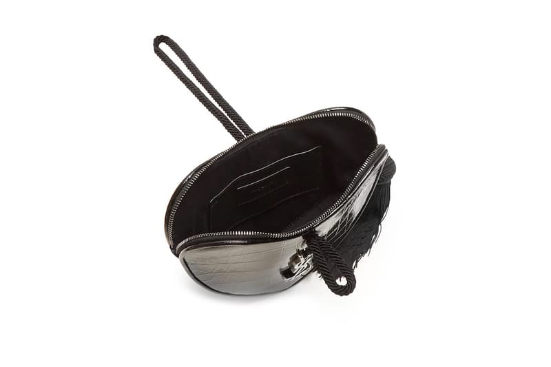 Saint Laurent YSL Yves Saint Laurent Heart Clutch Black Leather