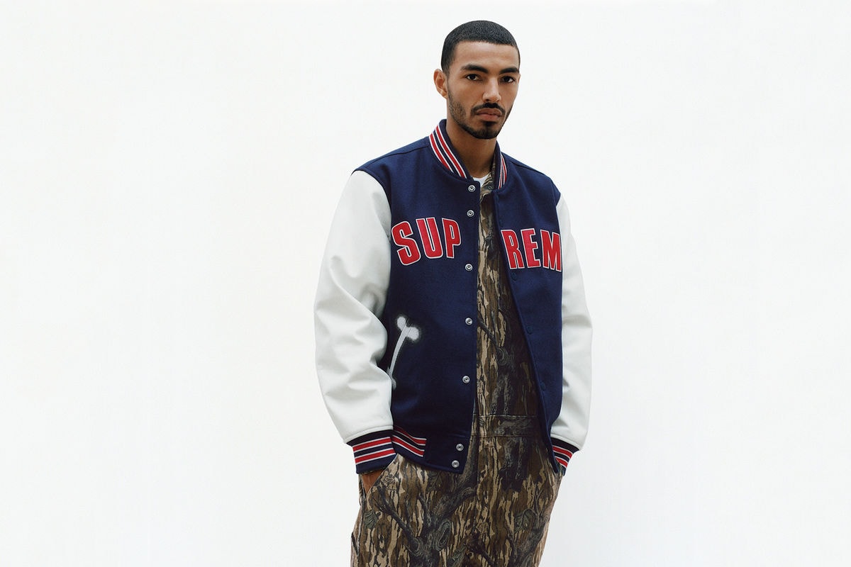 Supreme Fall/Winter 2018 Lookbook Bomber Jacket White Blue Red