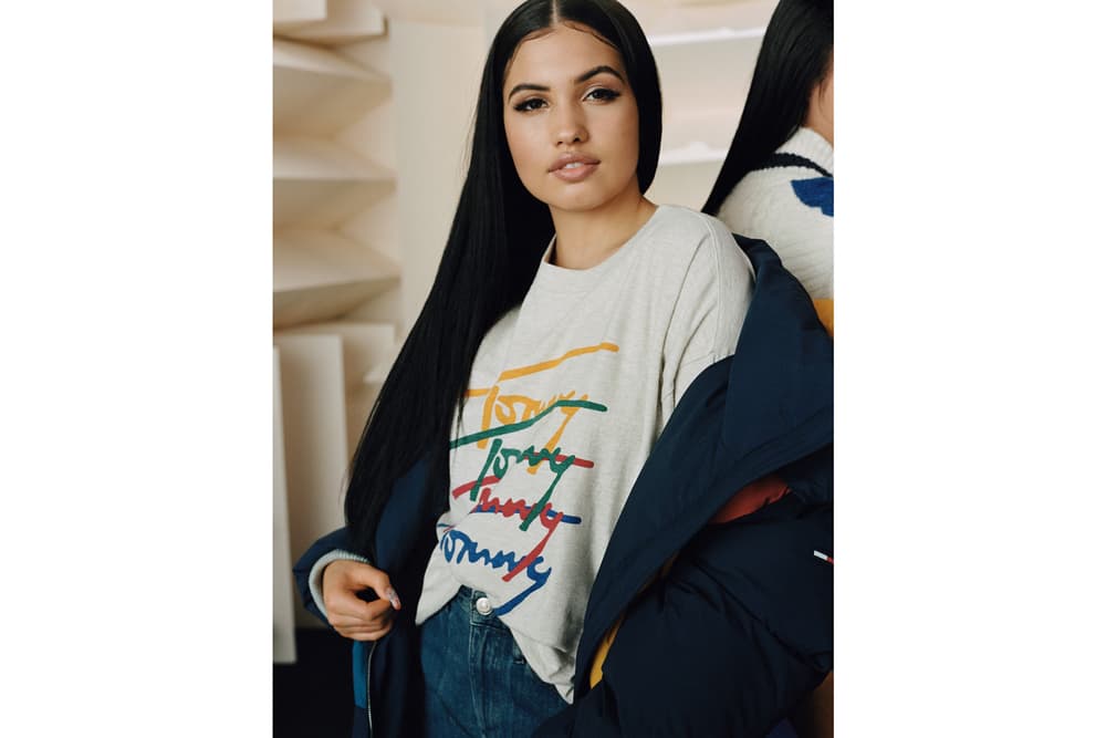 Tommy Jeans Fall/Winter 2018 Campaign Christian Combs Mabel Chunky Colorblock Cardigan White Red Yellow