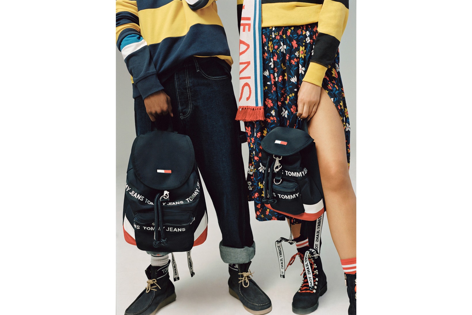 Tommy Jeans Fall/Winter 2018 Campaign Christian Combs Snoochie Shy Bags Navy Red Floral Wrap Skirt Blue