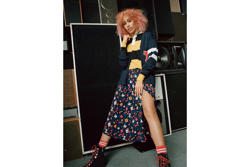 Tommy Jeans Fall/Winter 2018 Campaign Snoochie Shy Floral Wrap Skirt Blue