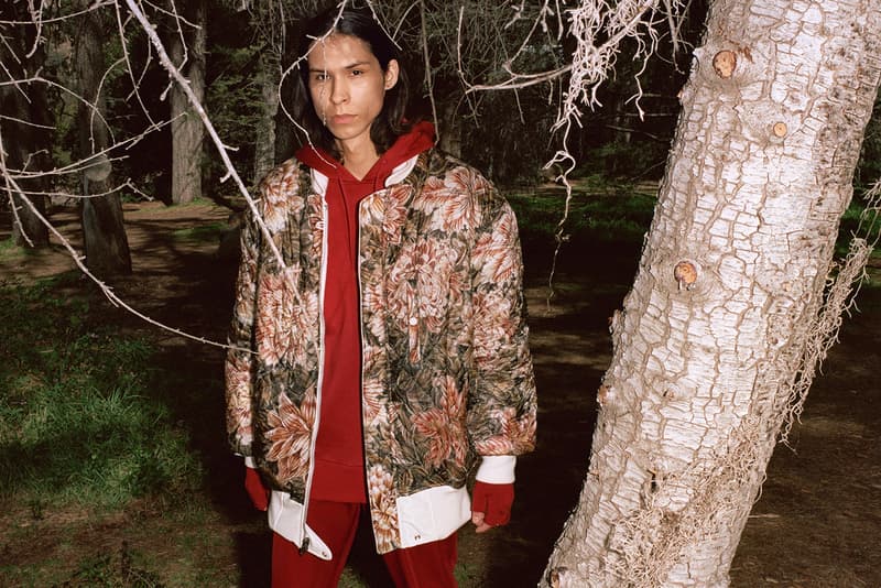 Y-3 Fall/Winter 2018 Collection Lookbook Floral Jacket Brown Hoodie Red