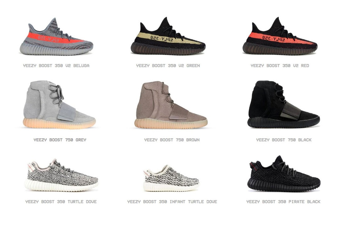 Kanye West Online Yeezy Archive Supply 350 700 500 Designs Models Shoes Sneakers Website