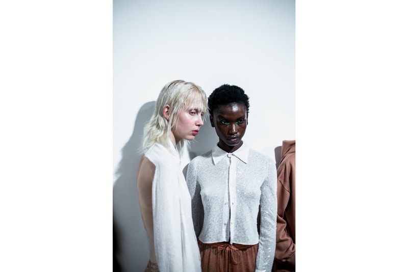 Ashish London Fashion Week Backstage Spring Summer 2019 SS19 Cut-Out Top Sequin Collared Shirt White