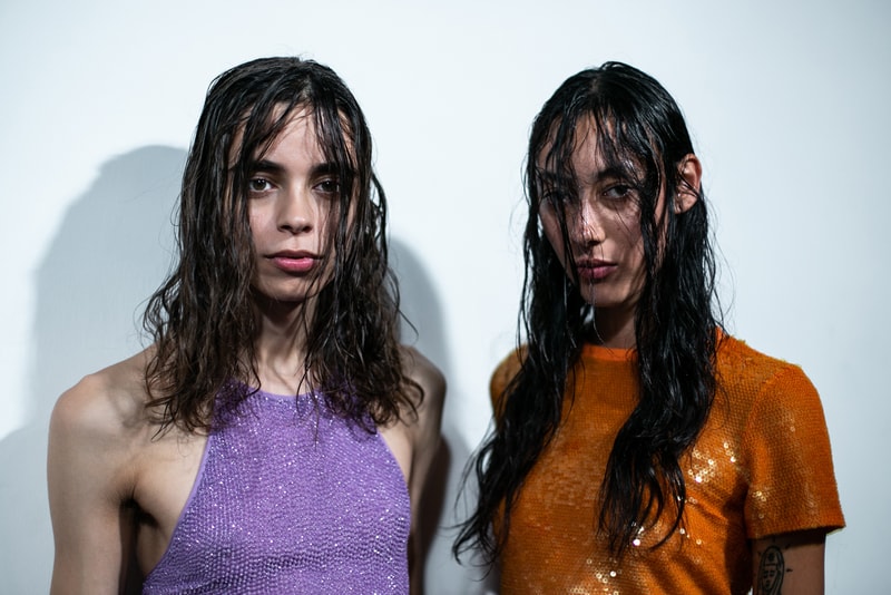 Ashish London Fashion Week Backstage Spring Summer 2019 SS19 Sequin Tops Orange Purple