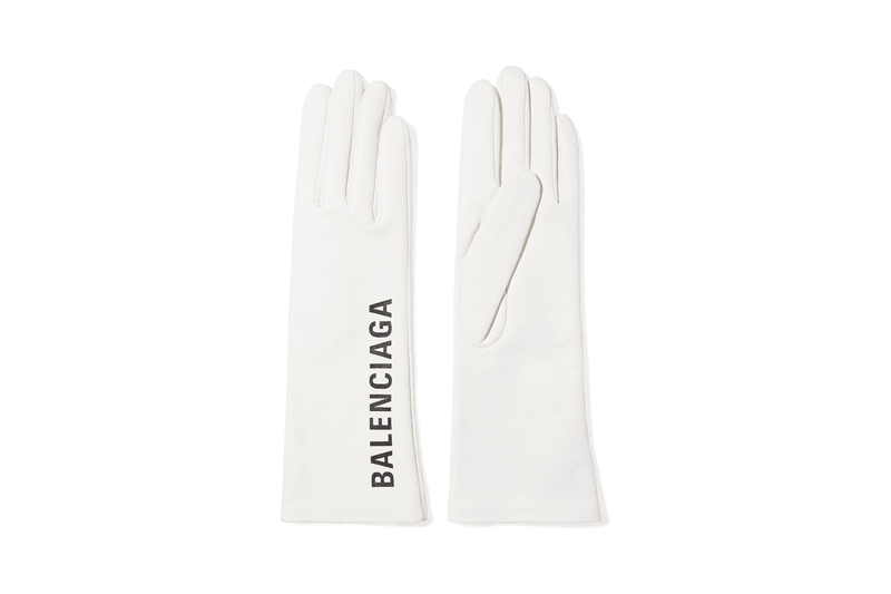 Balenciaga Leather Logo Gloves White