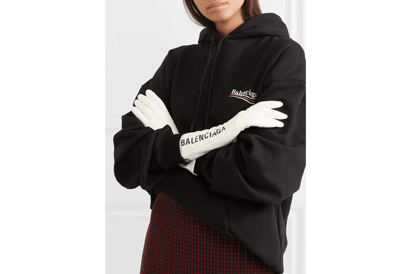 Balenciaga Leather Logo Gloves White