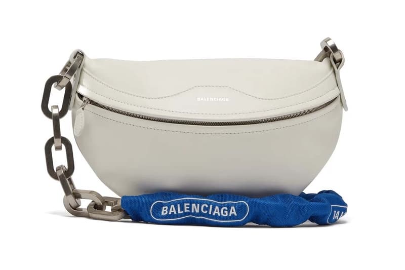 Balenciaga White Leather Souvenir Bike Chain Bag