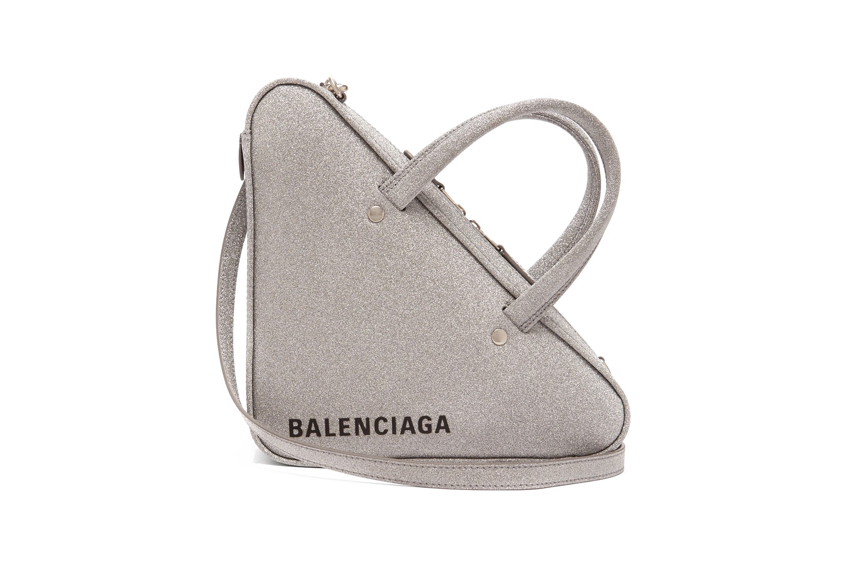 Balenciaga Triangle Duffle S Bag Glitter Silver