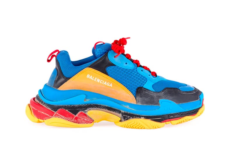 Balenciaga Triple S Blue Yellow Red Laces Chunky Sneaker Footwear Shoe