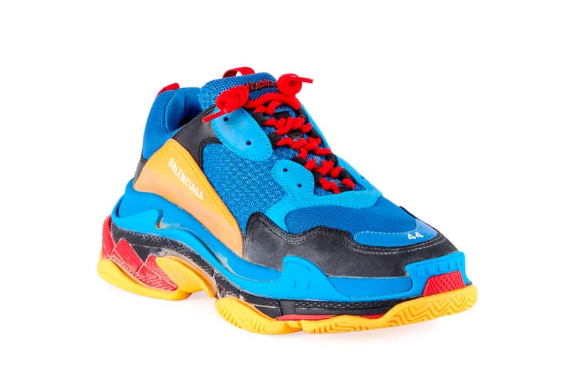 Balenciaga Triple S Blue Yellow Red Laces Chunky Sneaker Footwear Shoe