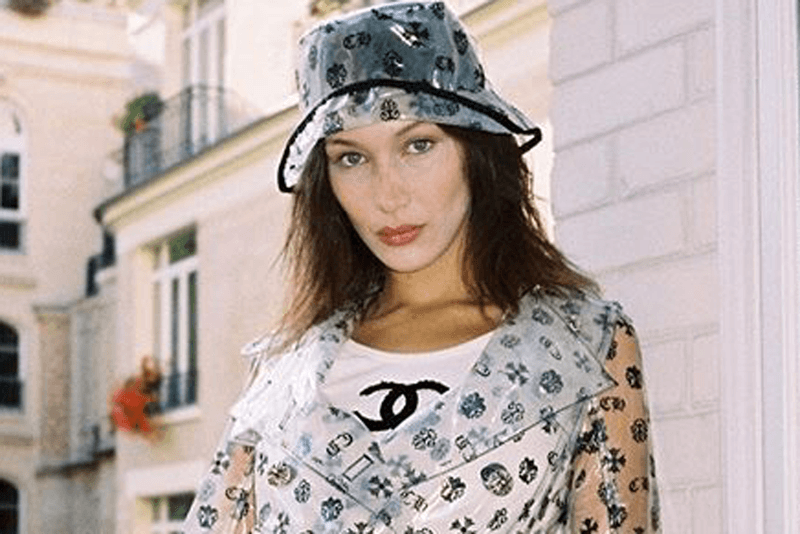 Bella Hadid Debuts Chrome Hearts' New Clear Raincoat and Bucket Hat