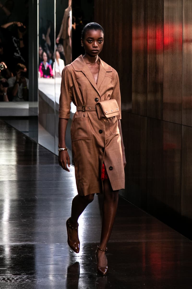 Riccardo Tisci Burberry Debut Runway Show SS19 Brown Coat Belt Bag