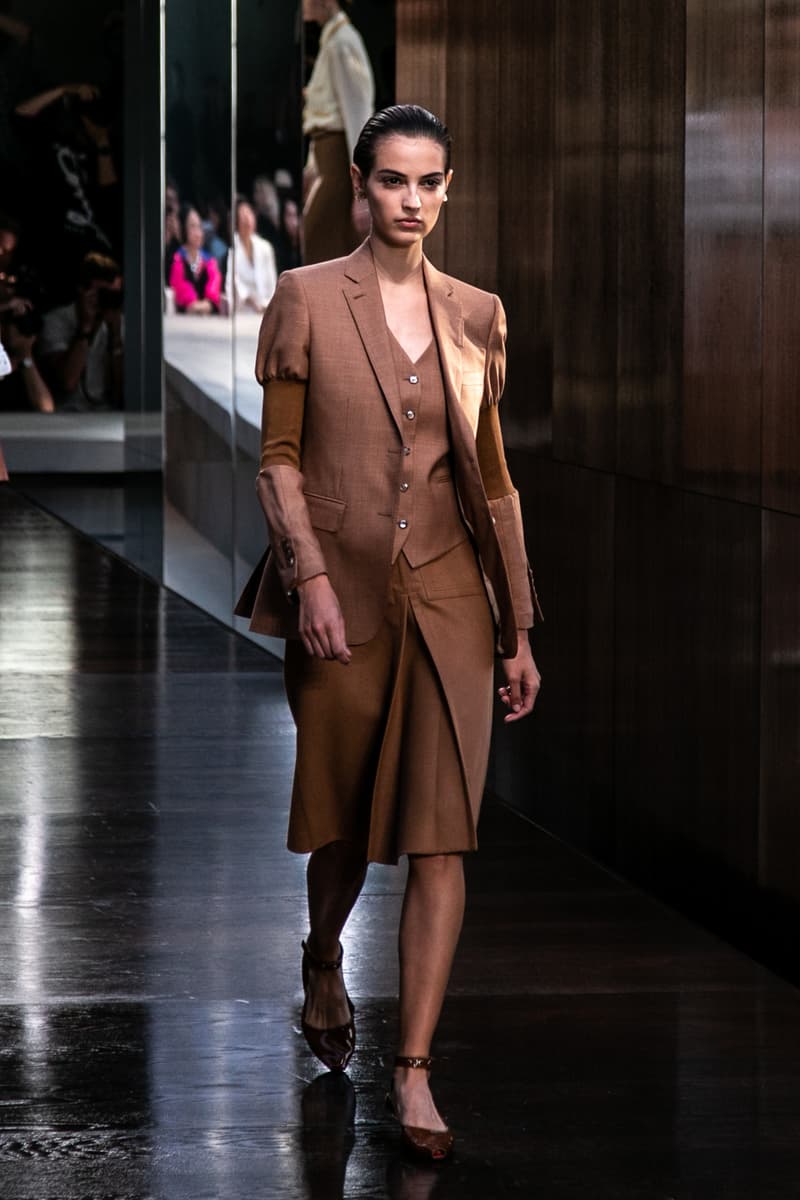 Riccardo Tisci Burberry Debut Runway Show SS19 Brown Coat Skirt