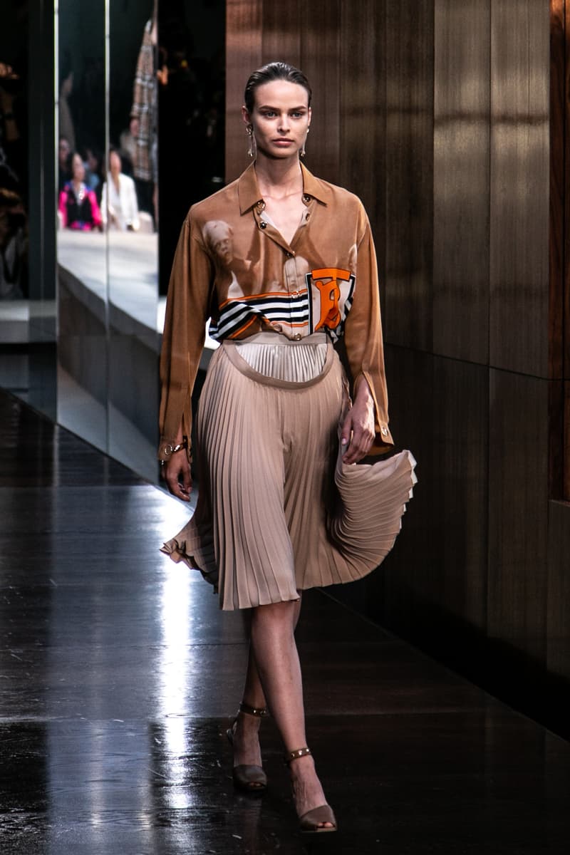 Riccardo Tisci Burberry Debut Runway Show SS19 Thomas TB Logo Shirt Skirt