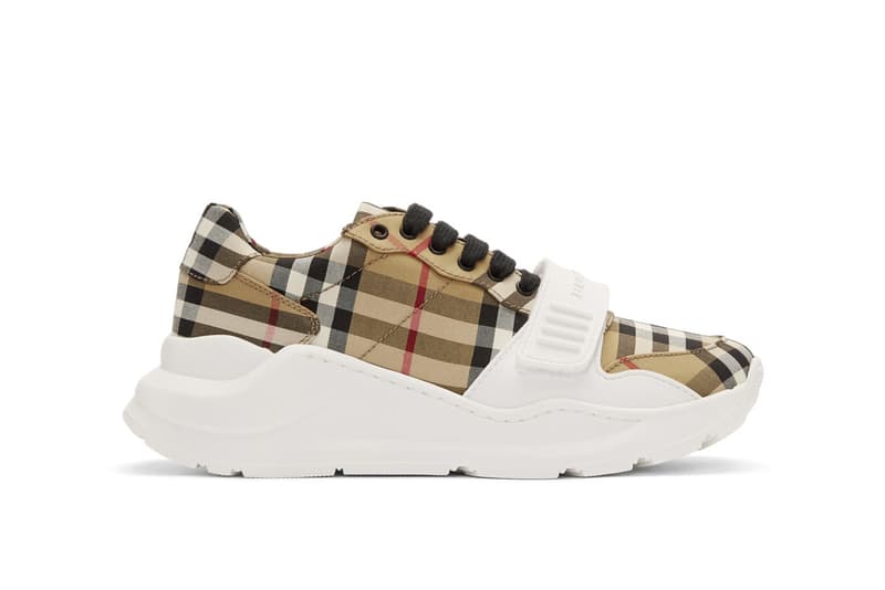 Burberry Nova Check Regis Sneaker in White Print Check Pattern Plaid Beige White