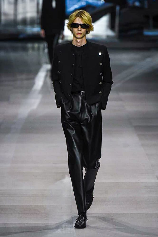 Celine Hedi Slimane Spring Summer 2019 Paris Fashion Week Show Collection Sweater Leather Pants Black