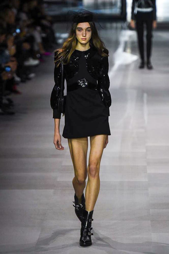 Celine Hedi Slimane Spring Summer 2019 Paris Fashion Week Show Collection Dress Black