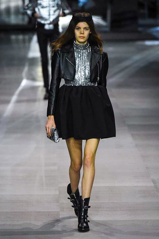 Celine Hedi Slimane Spring Summer 2019 Paris Fashion Week Show Collection Top Skirt Black