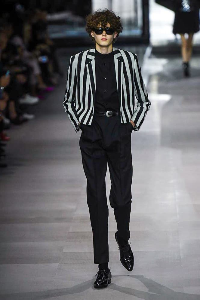 Celine Hedi Slimane Spring Summer 2019 Paris Fashion Week Show Collection Jacket Shirt Trousers Black