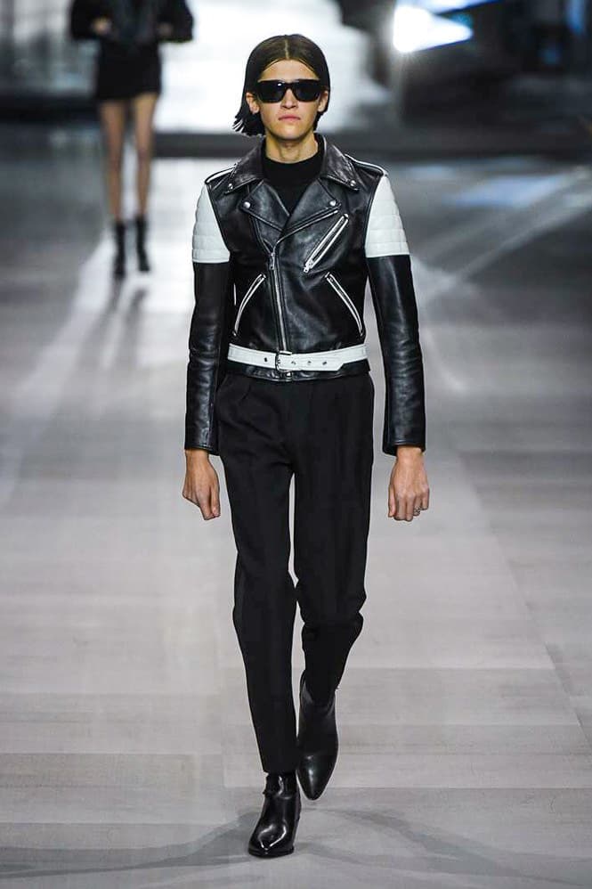 Celine Hedi Slimane Spring Summer 2019 Paris Fashion Week Show Collection Leather Jacket White Black