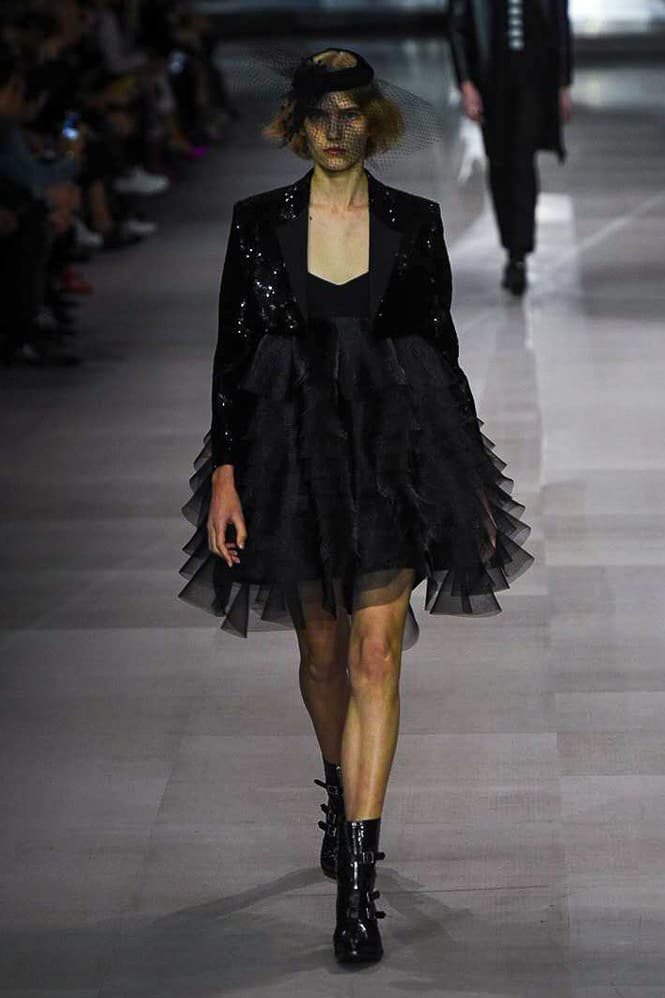 Celine Hedi Slimane Spring Summer 2019 Paris Fashion Week Show Collection Dress Jacket Black