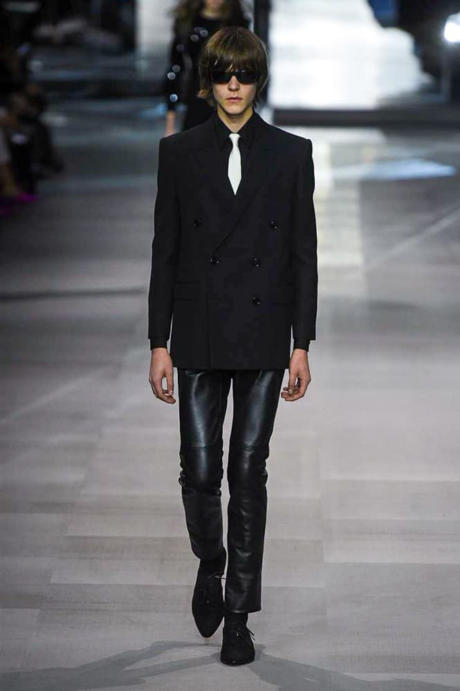 Celine Hedi Slimane Spring Summer 2019 Paris Fashion Week Show Collection Suit Leather Pants Black