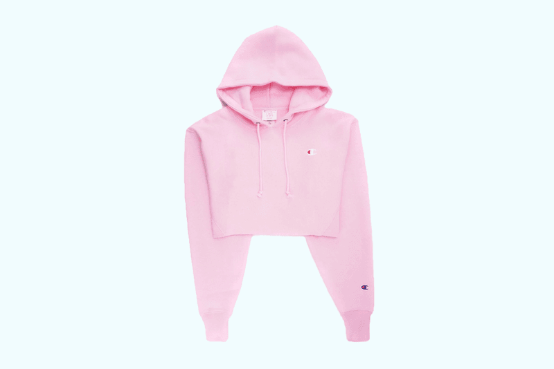 Champion's Cozy Cropped Hoodie Arrives in "Pink Candy"